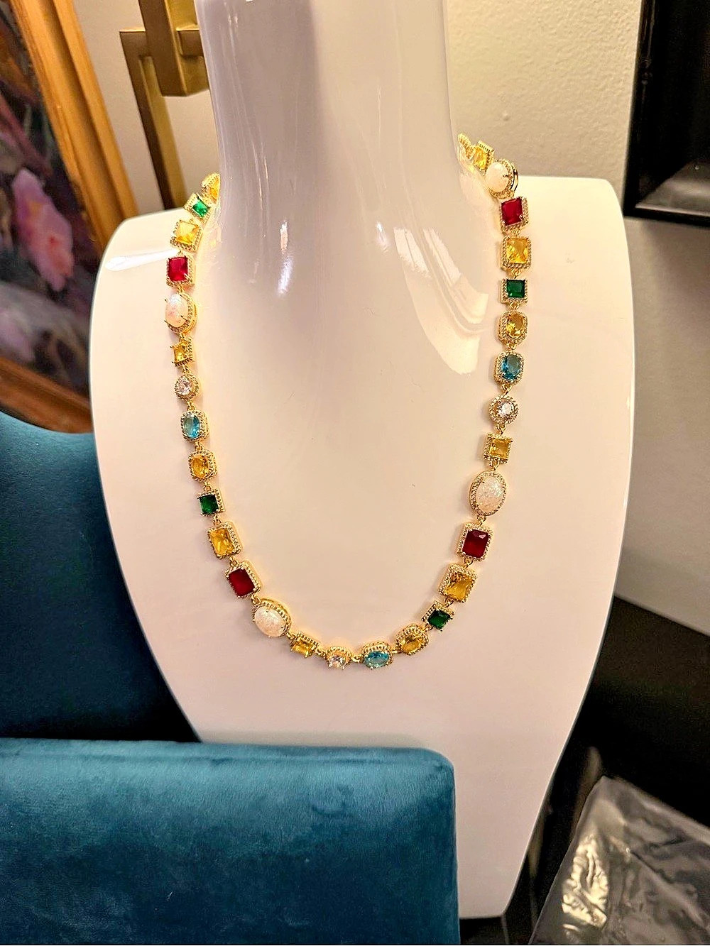 Nordstrom Multicolor Gemstone Statement Necklace NWOT